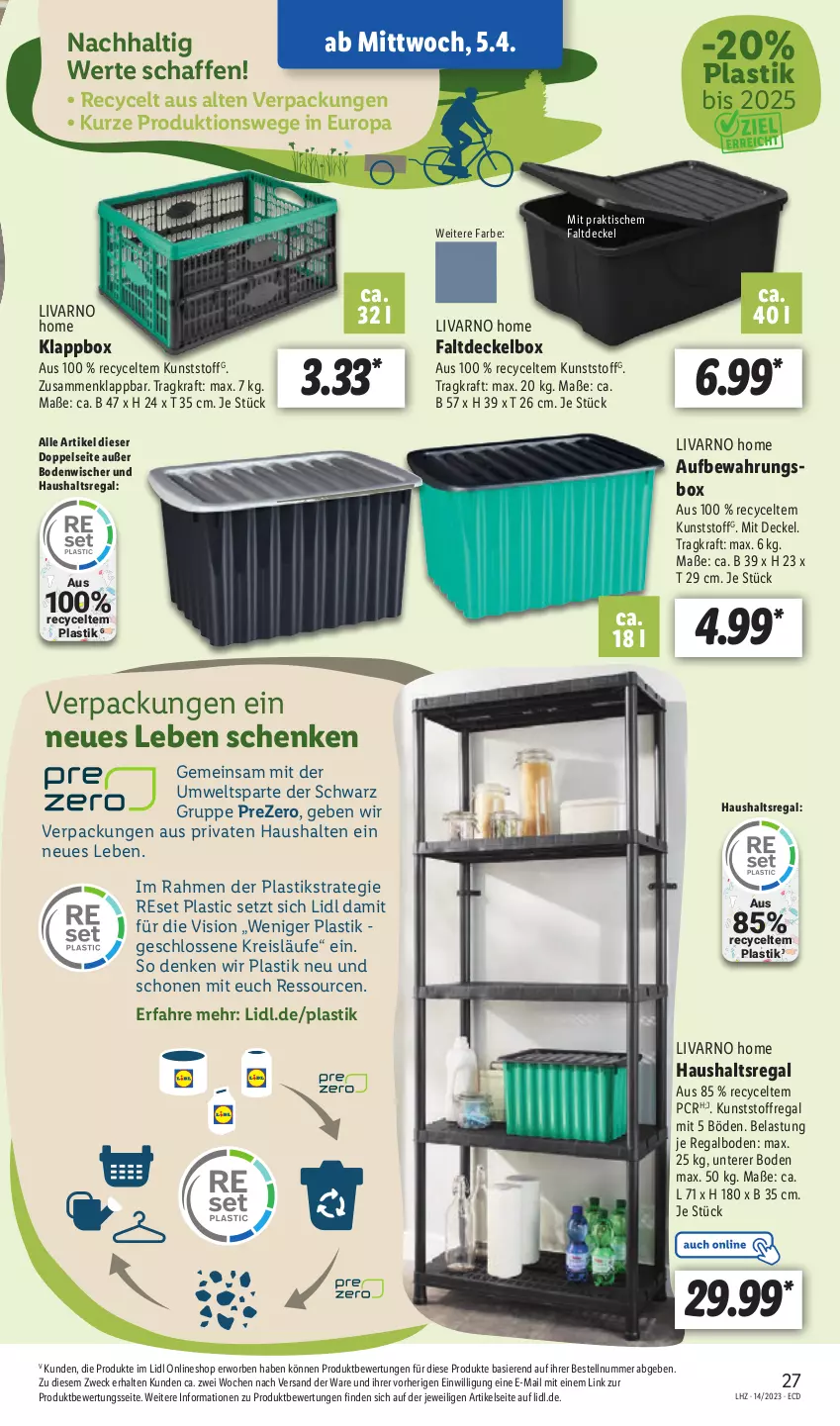 Aktueller Prospekt Lidl - Aktionsprospekt - von 03.04 bis 08.04.2023 - strona 31 - produkty: asti, aufbewahrungsbox, bodenwischer, decke, Deckel, eis, Klappbox, kraft, regal, reis, Ti, tisch, weck