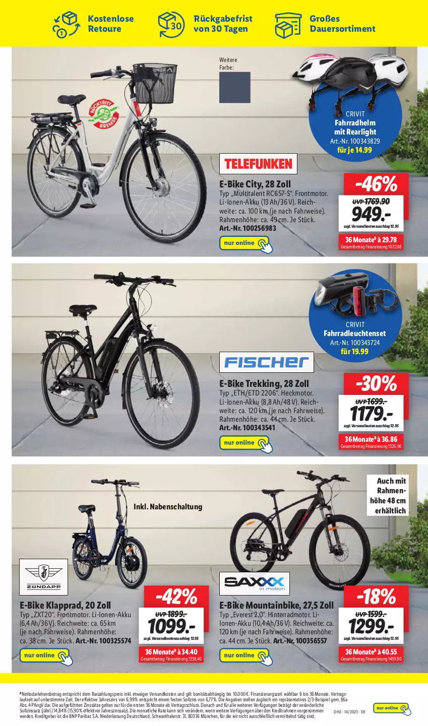 Aktueller Prospekt Lidl - Aktionsprospekt - von 03.04 bis 08.04.2023 - strona 53 - produkty: akku, auer, crivit, E-Bike, eis, elle, erde, Fahrrad, fahrradhelm, Klapprad, Leuchte, leuchten, Mountainbike, ndk, reis, rwe, Schal, Ti