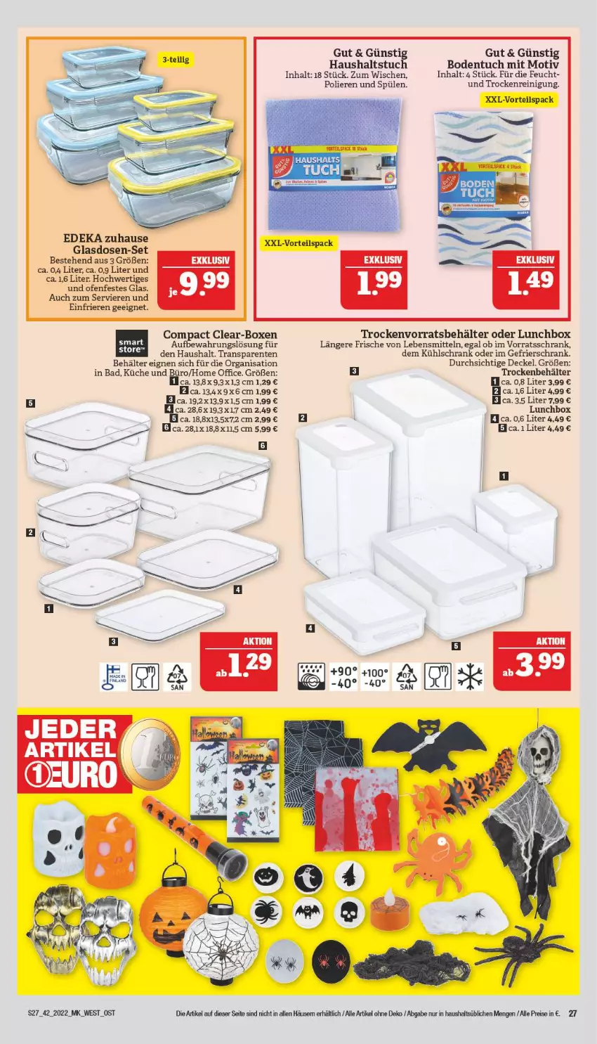 Aktueller Prospekt Marktkauf - Prospekt - von 16.10 bis 22.10.2022 - strona 27 - produkty: Bad, Behälter, decke, Deckel, deka, eis, ente, gefrierschrank, küche, kühlschrank, lebensmittel, lunchbox, Ofen, office, Reinigung, reis, Schrank, Spülen, Ti, tuc, vorratsschrank