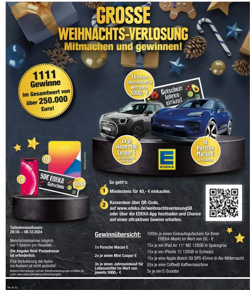 Aktueller Prospekt Edeka - Prospekte - von 04.11 bis 09.11.2024 - strona 2 - produkty: Apple, Apple Watch, auto, deka, GPS, gutschein, ipad, ipad air, iphone, kaffee, kaffeemaschine, lebensmittel, scooter, Ti