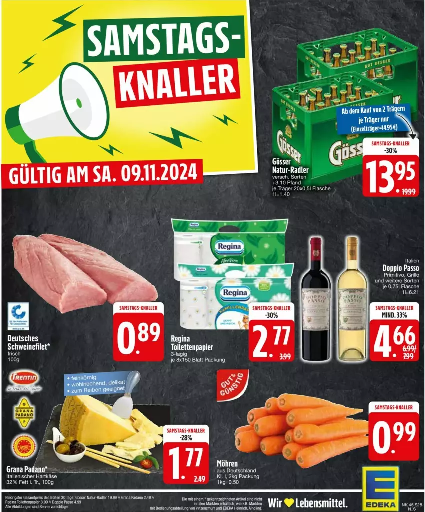 Aktueller Prospekt Edeka - Prospekte - von 04.11 bis 09.11.2024 - strona 28 - produkty: eis, flasche, gin, grill, grillo, hartkäse, italienischer hartkäse, Käse, möhren, primitivo, Ti