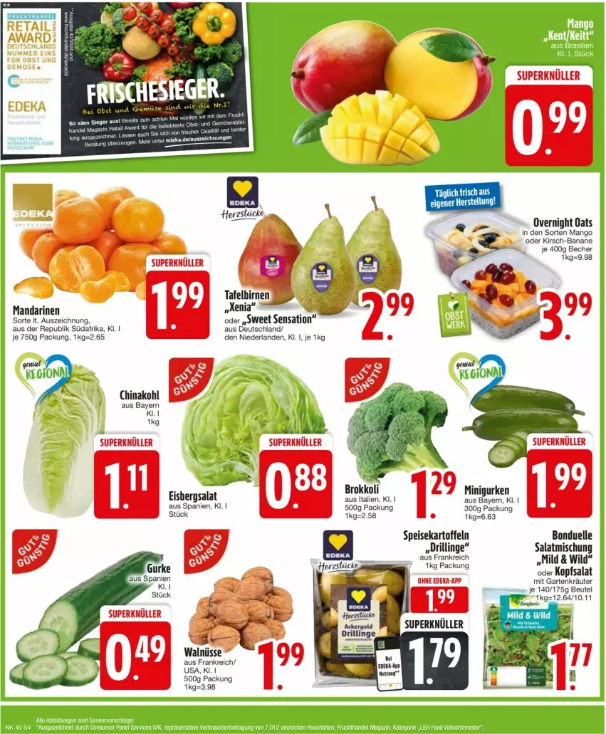 Aktueller Prospekt Edeka - Prospekte - von 04.11 bis 09.11.2024 - strona 4 - produkty: banane, Becher, beutel, Birnen, bonduelle, deka, eis, eisbergsalat, elle, Garten, gurke, gurken, kartoffel, kartoffeln, kirsch, kopfsalat, kräuter, LG, mandarine, mandarinen, mango, salat, speisekartoffeln, tafelbirnen, Ti, Wild