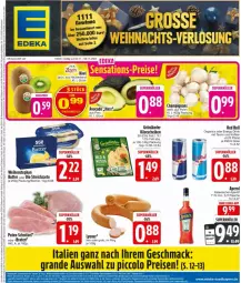 Gazetka promocyjna Edeka - Prospekte - Gazetka - ważna od 09.11 do 09.11.2024 - strona 1 - produkty: aperitif, aperol, avocado, Becher, braten, butter, champignon, champignons, deka, drink, eis, Elan, energy drink, flasche, grünländer, Käse, käsescheiben, kiwi, lyoner, mac, pute, red bull, reis, ring, schnitzel, Streichzart, Ti, weihenstephan, Yo