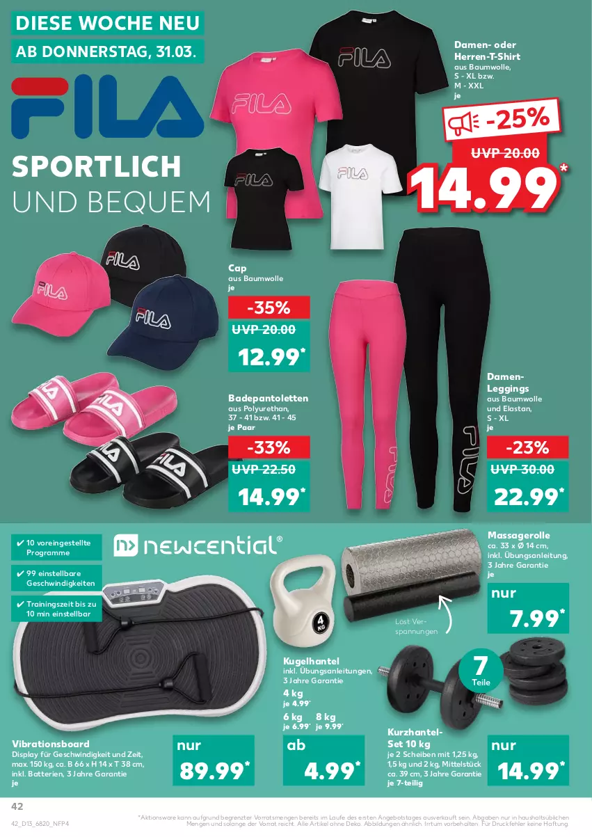 Aktueller Prospekt Kaufland - von 31.03 bis 06.04.2022 - strona 42 - produkty: angebot, Bad, batterie, batterien, Bau, baumwolle, Cap, gin, herren-t-shirt, Kugel, leggings, pantolette, pantoletten, shirt, Sport, T-Shirt, Ti, wolle, ZTE