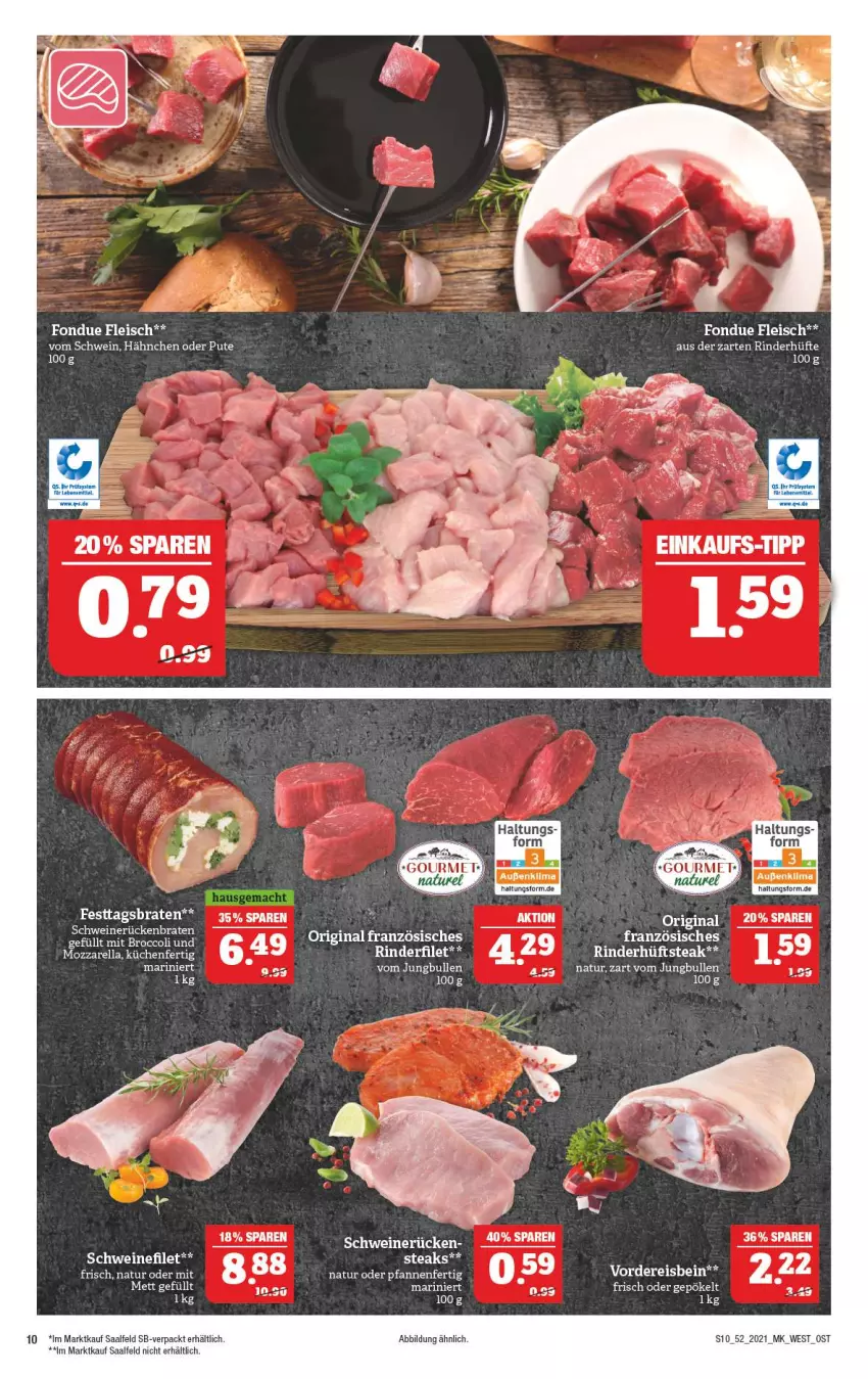 Aktueller Prospekt Marktkauf - Prospekt - von 27.12 bis 31.12.2021 - strona 10 - produkty: braten, eis, filet, fleisch, Fondue, gin, jungbullen, küche, Küchen, Mett, mozzarella, natur, pfanne, pfannen, pute, reis, rel, rind, rinder, rinderfilet, Rinderhüfte, Rückenbraten, schwein, schweine, schweinefilet, schweinerücken, Ti, wein, weine