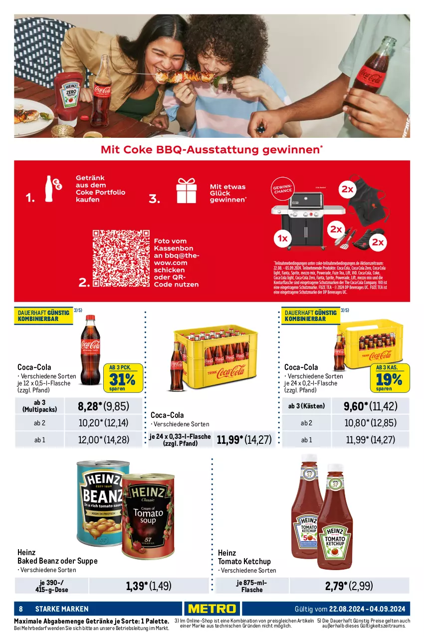 Aktueller Prospekt Metro - Starke Marken - von 22.08 bis 04.09.2024 - strona 8 - produkty: Alwa, apfel, Apfelschorle, auer, beanz, coca-cola, cola, eis, elle, erde, flasche, gerolsteine, gerolsteiner, getränk, getränke, heinz, ketchup, Metro, mineralwasser, Palette, reis, schorle, Software, steiner, suppe, Ti, tisch, tomato ketchup, wasser