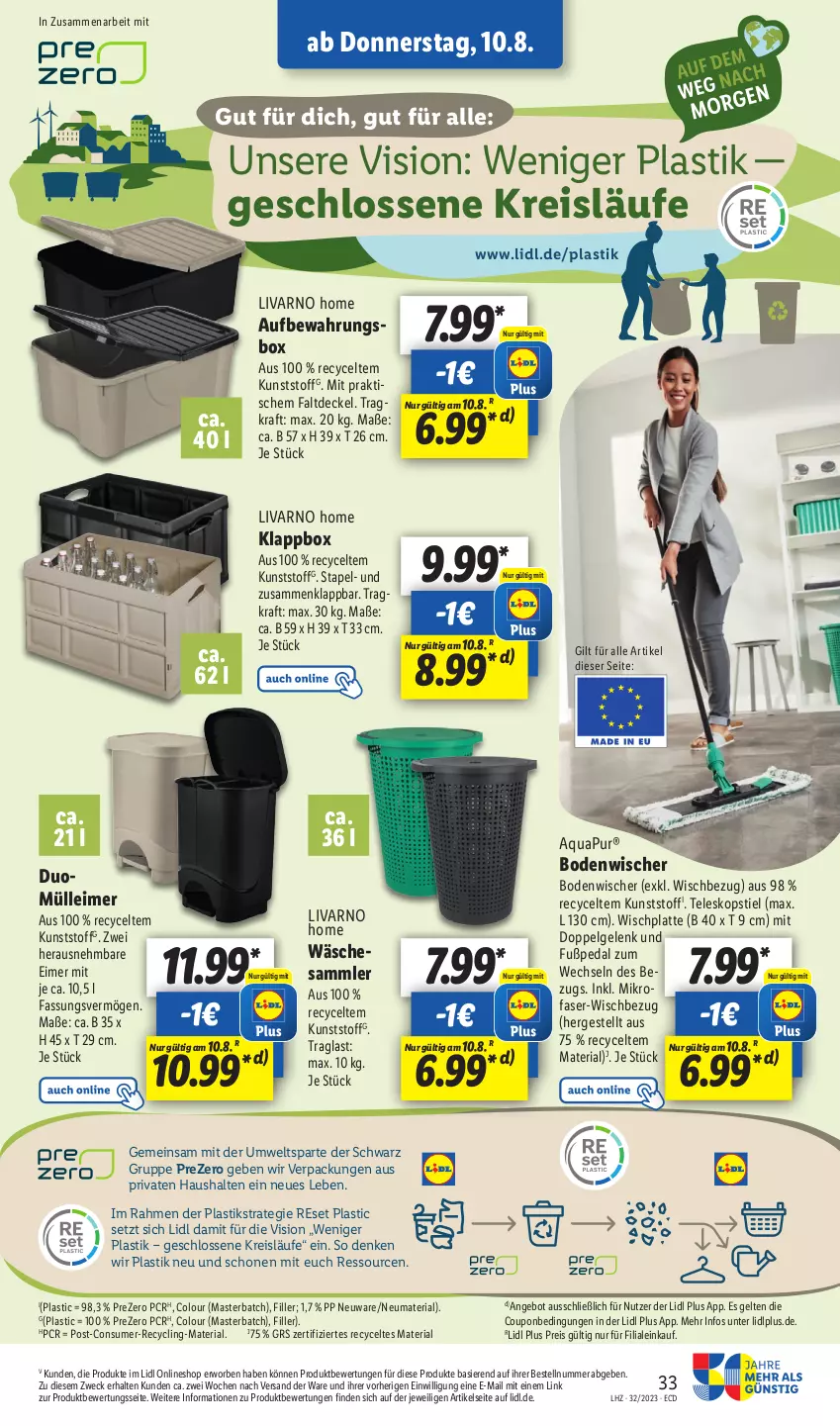 Aktueller Prospekt Lidl - Aktionsprospekt - von 07.08 bis 12.08.2023 - strona 39 - produkty: angebot, aqua, AquaPur, asti, aufbewahrungsbox, bodenwischer, Clin, coupon, decke, Deckel, eimer, eis, HP, Klappbox, kraft, latte, leimer, LG, reis, Ria, Teleskop, teleskopstiel, Ti, tisch, weck