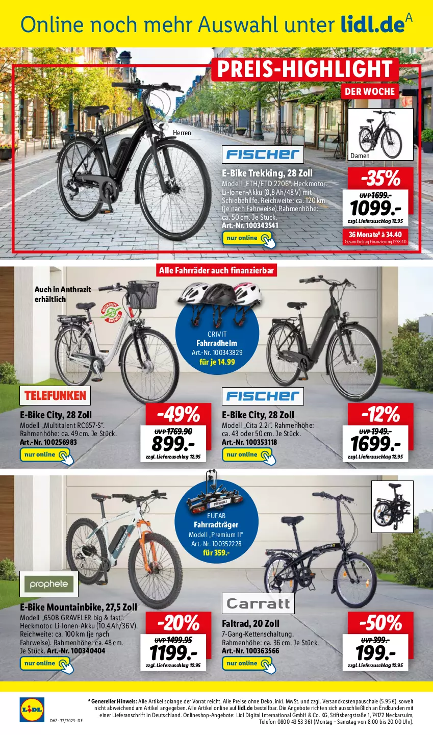 Aktueller Prospekt Lidl - Aktionsprospekt - von 07.08 bis 12.08.2023 - strona 58 - produkty: akku, angebot, angebote, crivit, dell, E-Bike, eis, elle, eufab, Fahrrad, fahrradhelm, Kette, Mode, Mountainbike, ndk, reis, rel, rwe, Schal, Schale, telefon, Ti, uhr