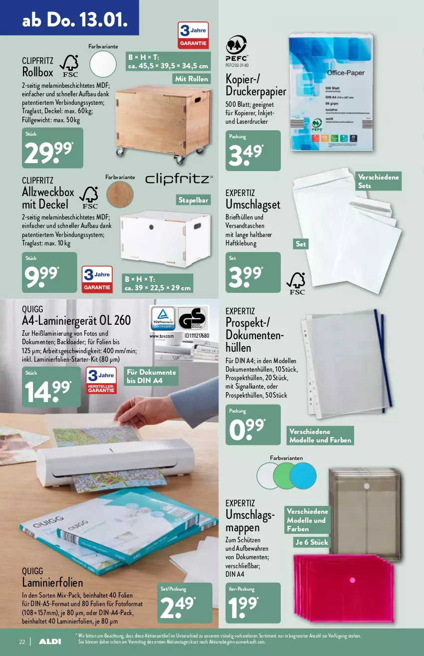 Aktueller Prospekt Aldi Nord - Aldi-Aktuell - von 10.01 bis 15.01.2022 - strona 22 - produkty: Bau, brie, decke, Deckel, dell, din a4, drucker, elle, ente, expertiz, fritz, gin, Laserdrucker, LG, Mode, papier, prospekthüllen, quigg, Ria, Schütze, Signal, Tasche, taschen, Ti, weck, ZTE