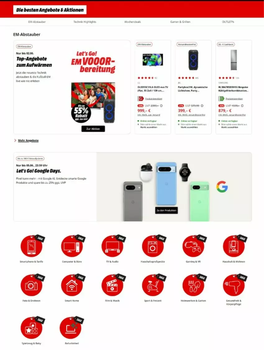 Aktueller Prospekt Media Markt - Prospekte - von 29.05 bis 12.06.2024 - strona 1 - produkty: angebot, angebote, decke, deo, Garten, grill, Ti, top-angebot, uhr