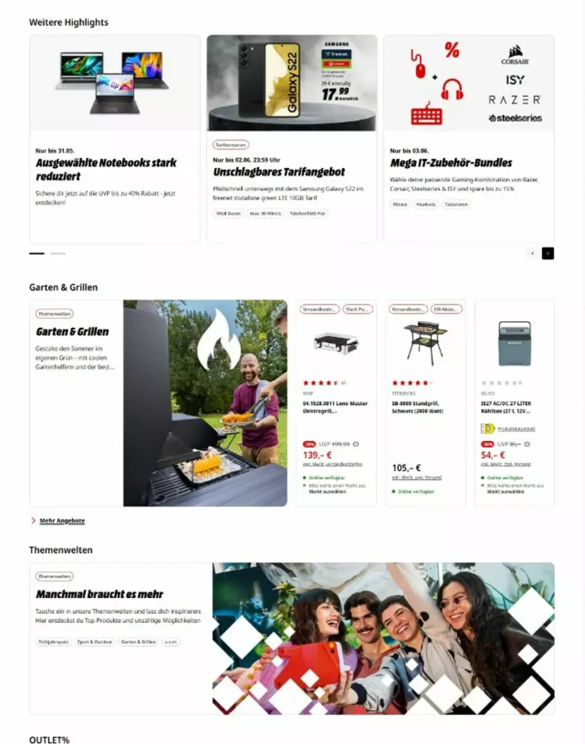 Aktueller Prospekt Media Markt - Prospekte - von 29.05 bis 12.06.2024 - strona 3 - produkty: angebot, angebote, decke, Garten, grill, notebook, notebooks, Rauch, Razer, Samsung, tee, Ti