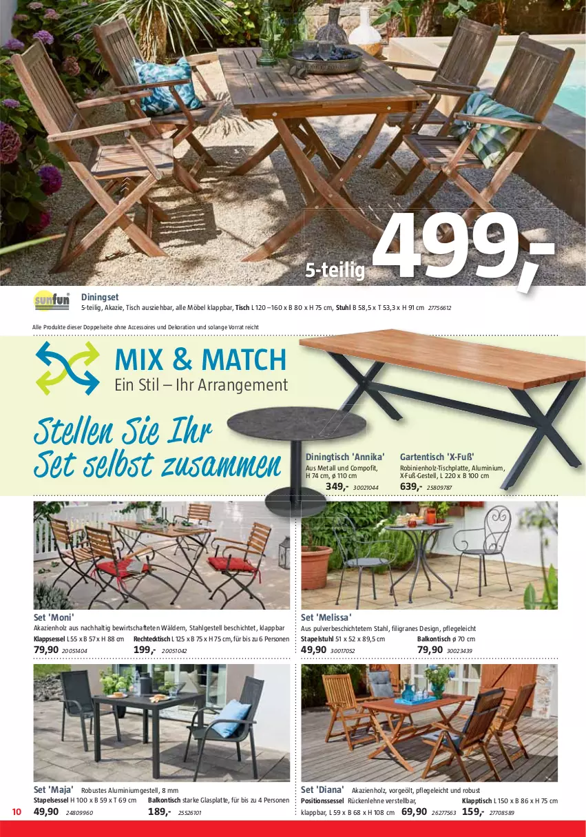 Aktueller Prospekt Bauhaus - Prospekte - von 29.04 bis 27.05.2023 - strona 10 - produkty: ACC, accessoires, aluminiumgestell, dekoration, elle, Garten, gartentisch, glasplatte, Holz, HP, klappsessel, klapptisch, latte, LG, möbel, rückenlehne, sessel, stapelsessel, stapelstuhl, stuhl, Ti, tisch, tischplatte