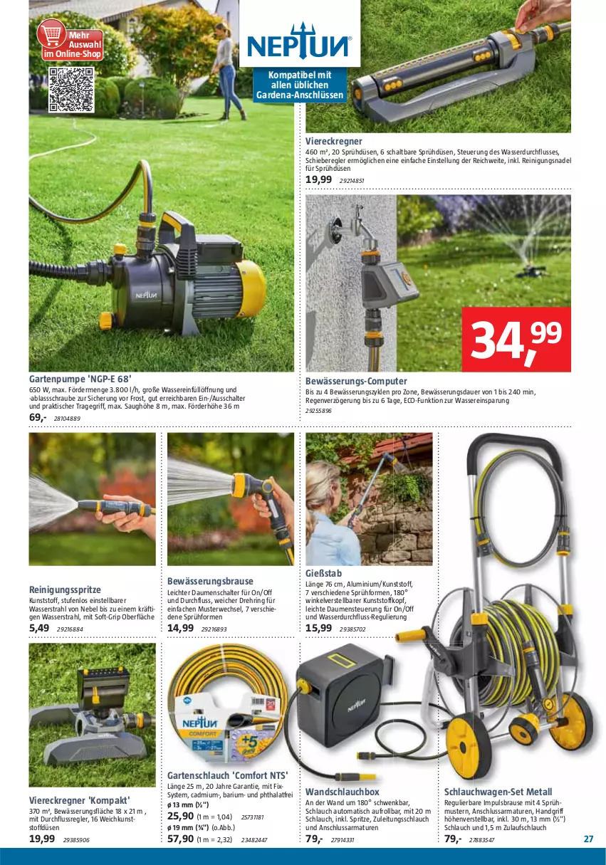 Aktueller Prospekt Bauhaus - Prospekte - von 29.04 bis 27.05.2023 - strona 27 - produkty: armatur, armaturen, auer, auto, brause, computer, gardena, Garten, Gartenpumpe, gartenschlauch, pute, Reinigung, ring, rwe, Sarma, Schal, schlauch, schlauchwagen, Ti, tisch, tragegriff, Viereckregner, wasser