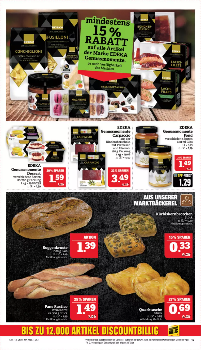 Aktueller Prospekt Marktkauf - Prospekt - von 17.03 bis 23.03.2024 - strona 19 - produkty: ACC, aktionspreis, brötchen, Carpaccio, deka, dessert, eis, elle, ente, Kürbis, Kürbiskernbrötchen, nuss, olive, oliven, olivenöl, quark, reis, rind, rinder, Schal, Schale, Tasche, Ti, ZTE