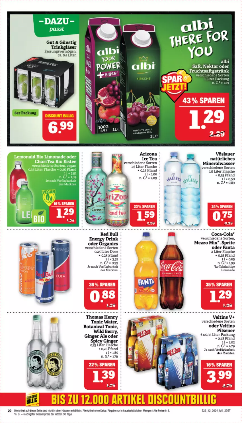 Aktueller Prospekt Marktkauf - Prospekt - von 17.03 bis 23.03.2024 - strona 24 - produkty: Alwa, auer, bio, bio limo, coca-cola, cola, eis, eistee, elle, fanta, flasche, gin, ice tea, limo, limonade, Mezzo Mix, mineralwasser, reis, sprite, tee, thomas henry, Ti, tonic, tonic water, veltins, vöslauer, wasser, Yo, ZTE