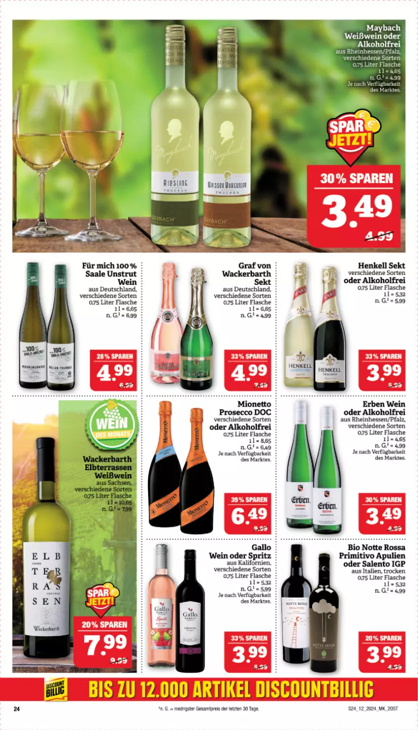 Aktueller Prospekt Marktkauf - Prospekt - von 17.03 bis 23.03.2024 - strona 26 - produkty: alkohol, bio, discount, ecco, eis, flasche, henkel, henkell, henkell sekt, maybach, primitivo, prosecco, reis, sekt, Ti, wein, Weißwein, ZTE