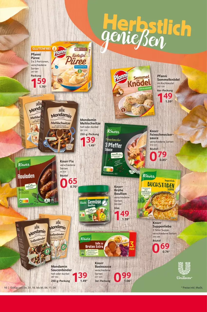 Aktueller Prospekt Selgros - Food - von 31.10 bis 06.11.2024 - strona 10 - produkty: beutel, Brühe, buch, eis, elle, feinschmecker, Knödel, knorr, knorr fix, kochbeutel, lion, mehl, mondamin, pfanni, püree, reis, sac, sauce, saucen, Semmel, Semmelknödel, suppe, suppen, suppenliebe, teller, Ti