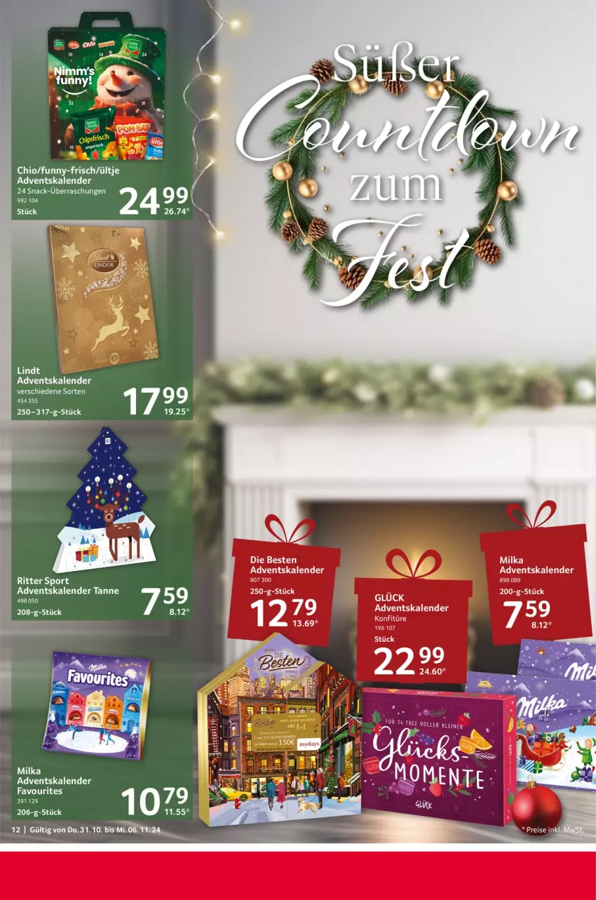 Aktueller Prospekt Selgros - Food - von 31.10 bis 06.11.2024 - strona 12 - produkty: Adventskalender, eis, konfitüre, leine, lindt, milka, reis, snack, Ti