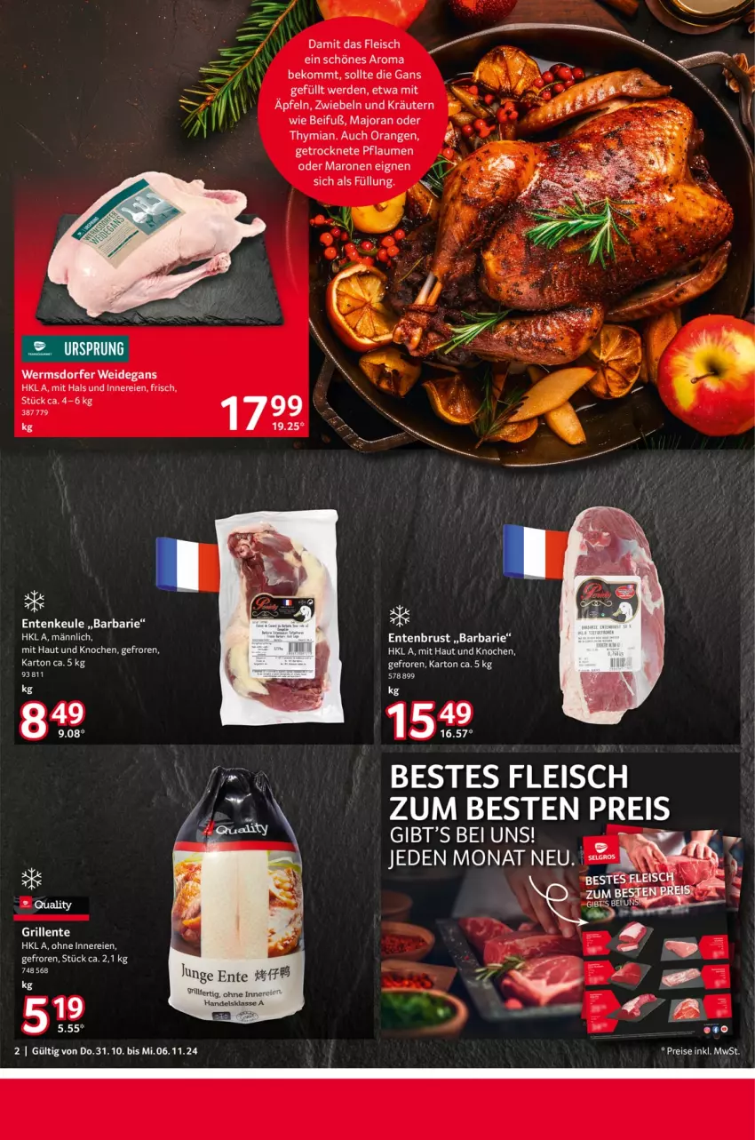 Aktueller Prospekt Selgros - Food - von 31.10 bis 06.11.2024 - strona 2 - produkty: beko, eis, ente, Entenbrust, Entenkeule, fleisch, grill, kräuter, kräutern, orange, orangen, pflaume, pflaumen, reis, Ti, zwiebel, zwiebeln