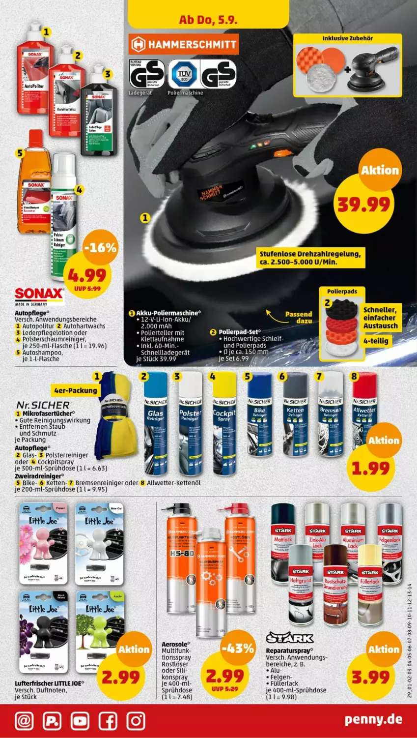 Aktueller Prospekt Penny - Prospekte - von 02.09 bis 07.09.2024 - strona 29 - produkty: akku, aust, auto, elle, felgen, flasche, Germ, Kette, lack, ladegerät, LG, Lotion, lufterfrischer, mikrofaser, Mikrofasertücher, reiniger, schnellladegerät, shampoo, tee, teller, Ti, topf, tücher