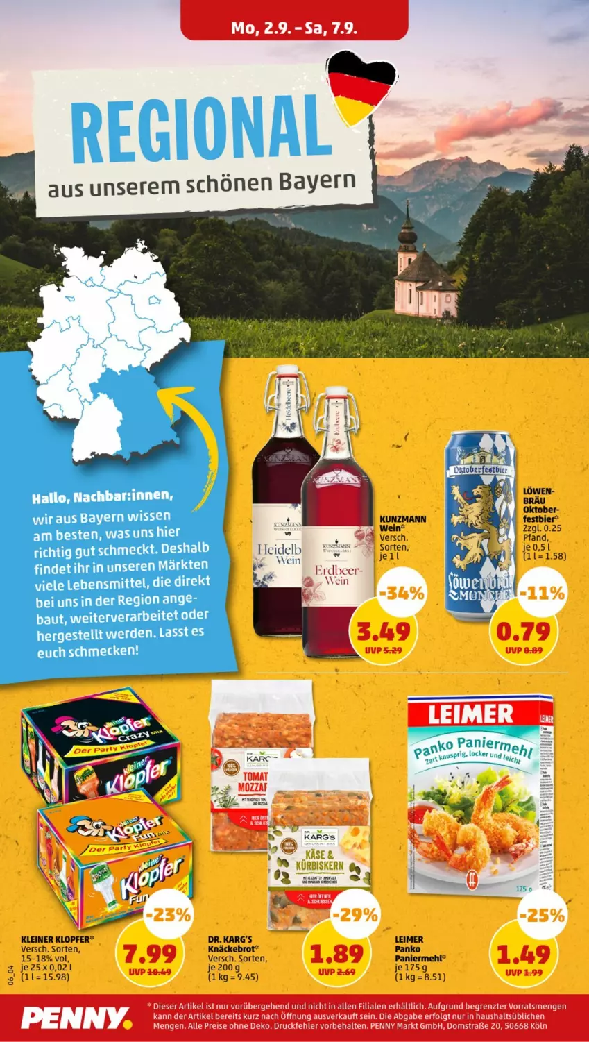 Aktueller Prospekt Penny - Prospekte - von 02.09 bis 07.09.2024 - strona 6 - produkty: brot, eimer, eis, kleiner klopfer, knäckebrot, leimer, leine, LG, reis, Ti, wein, ZTE