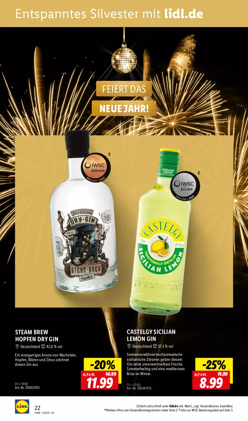 Aktueller Prospekt Lidl - Beste Weine für jeden Anlass - von 01.12 bis 31.12.2022 - strona 22 - produkty: Blüte, dry gin, eier, gin, gutschein, LG, ndk, rwe, Ti, tisch, zitrone, zitronen