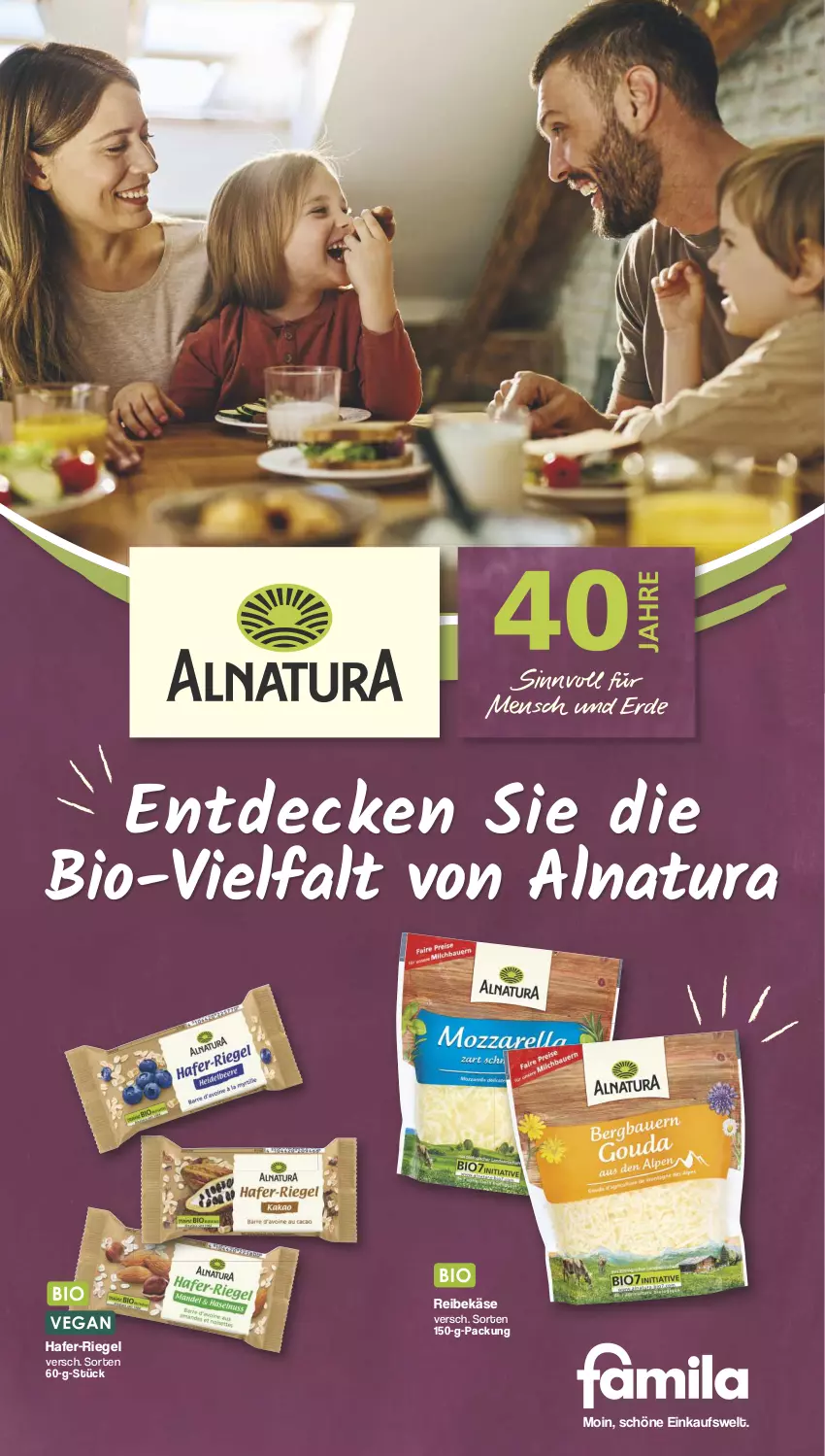 Aktueller Prospekt Famila - Prospekte - von 03.06 bis 08.06.2024 - strona 1 - produkty: bio, decke, hafer, Käse, natur, natura, Reibekäse, riegel