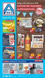 Gazetka promocyjna Aldi Nord - Von Montag - Gazetka - ważna od 20.01 do 20.01.2024 - strona 1 - produkty: aldi, almdudler, ambia, banane, bananen, beutel, butter, Crofton, decke, Entsafter, flasche, gin, hähnchenschenkel, händlmaier, henkel, kräuter, lamm, limo, Maus, meggle, nuss, saft, schenkel, schneidebrett, senf, Streichzart, Ti, Weißwurst, wurst, ZTE