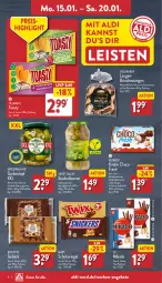 Gazetka promocyjna Aldi Nord - Von Montag - Gazetka - ważna od 20.01 do 20.01.2024 - strona 6 - produkty: aldi, angebot, angebote, aus der tiefkühlung, beere, beeren, biscotto, choco fresh, creme, eis, ferrero, gurke, gurken, haselnuss, Haselnusscreme, Kinder, Kinder Choco fresh, mars, mikado, milch, nuss, reis, riegel, schoko, schokolade, schokoriegel, sesam, spreewaldhof, Stachelbeeren, Ti, toast, toasty, topf, vollmilch, zucker, zwiebel, zwiebeln