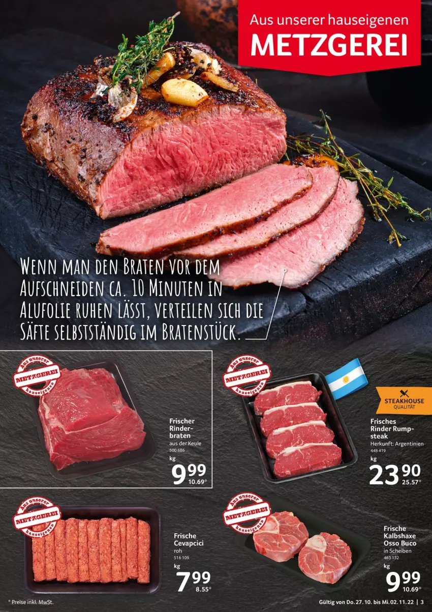 Aktueller Prospekt Selgros - Food - von 27.10 bis 02.11.2022 - strona 3 - produkty: axe, braten, cevapcici, Haxe, Kalbshaxe, rind, rinder, rum, steak, Ti