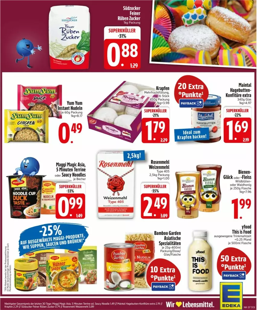 Aktueller Prospekt Edeka - Prospekte - von 09.02 bis 14.02.2026 - strona 15 - produkty: bamboo, Blüte, eis, flasche, honig, konfitüre, konfitüre extra, maggi, nudel, nudeln, Spezi, terrine, Ti, tisch, type 405, Wild, Yum Yum, zucker