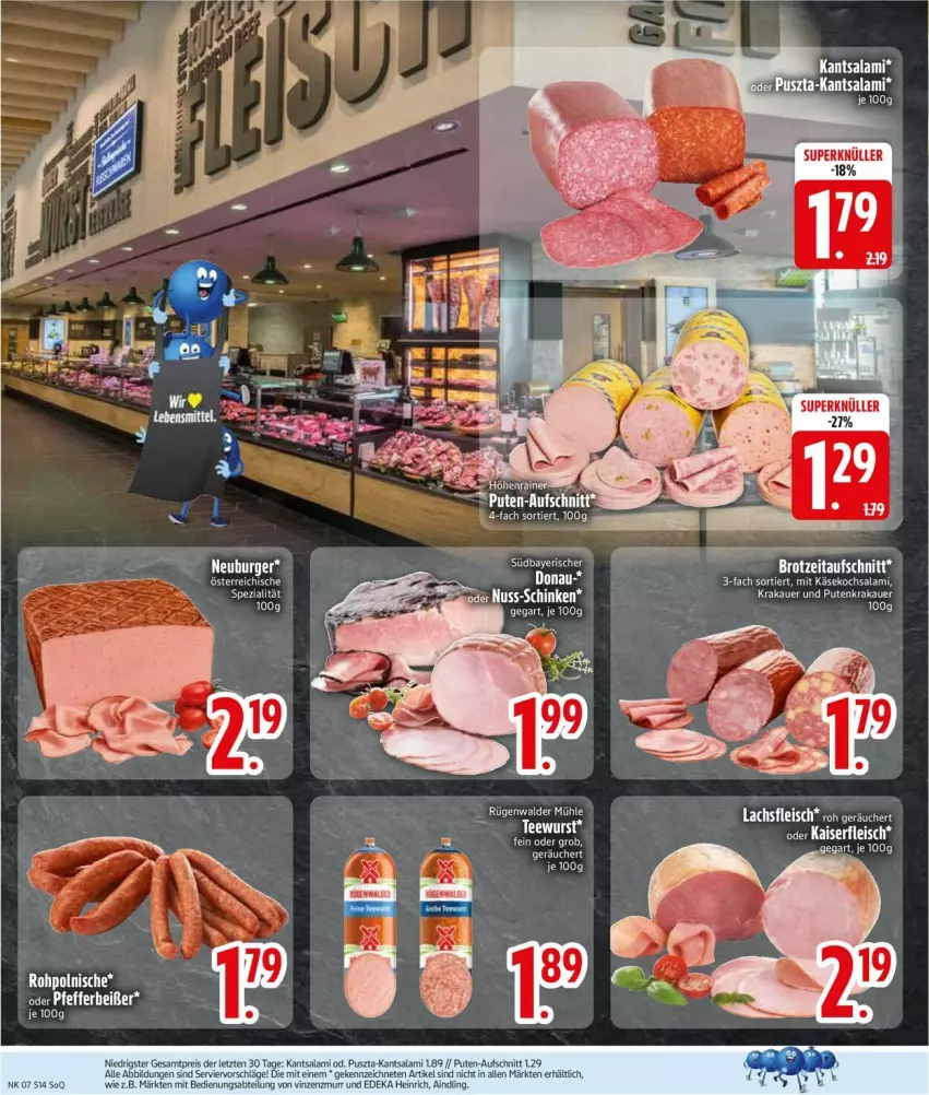 Aktueller Prospekt Edeka - Prospekte - von 09.02 bis 14.02.2026 - strona 16 - produkty: aufschnitt, brot, eis, ente, fleisch, HP, Käse, lachs, reis, rügenwalder, rügenwalder mühle, salami, Spezi, Ti