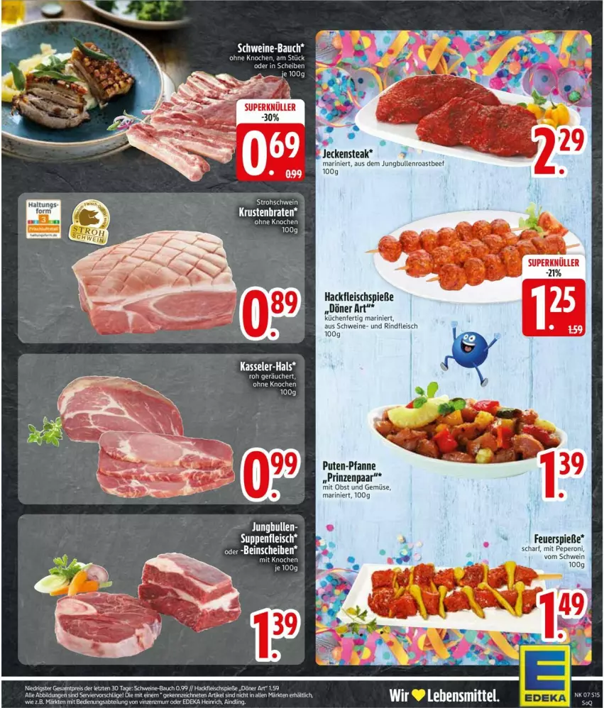 Aktueller Prospekt Edeka - Prospekte - von 09.02 bis 14.02.2026 - strona 17 - produkty: Bau, beef, eis, fleisch, Fleischspieße, hackfleisch, jungbullen, kasseler, lebensmittel, LG, obst, Obst und Gemüse, peperoni, Peroni, pfanne, pute, reis, rind, rindfleisch, roastbeef, schwein, schweine, schweine-bauch, steak, Ti, und gemüse, wein, weine, ZTE