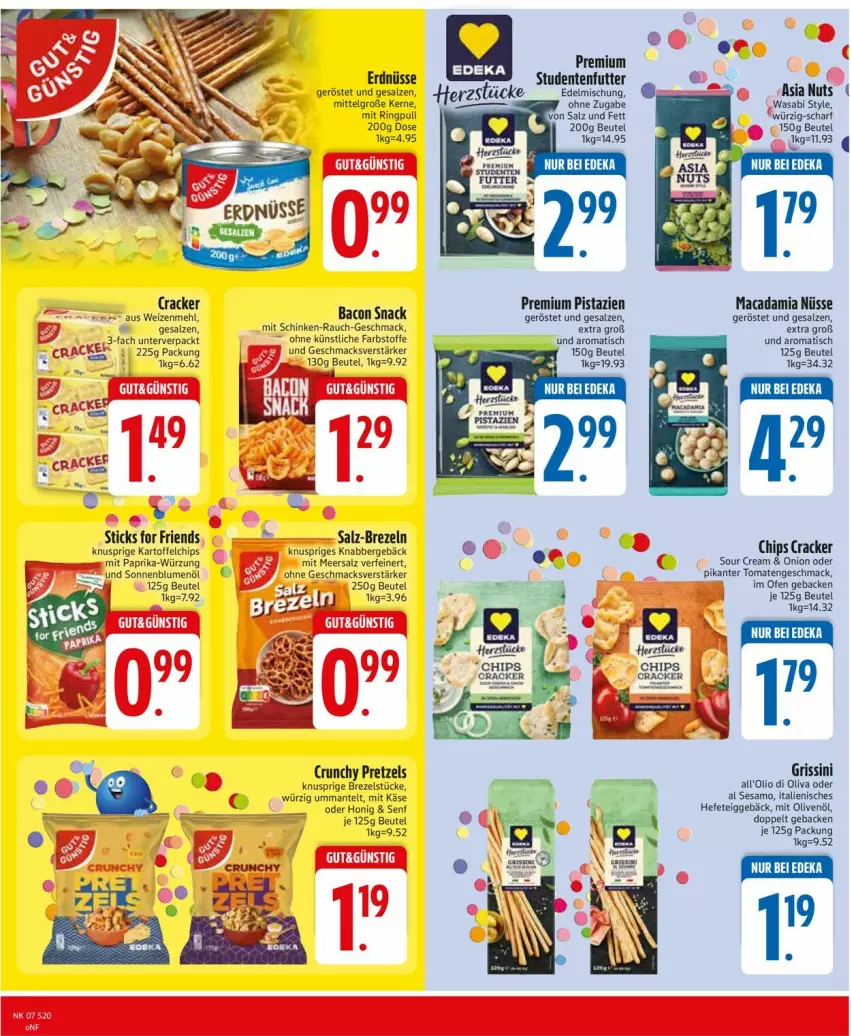 Aktueller Prospekt Edeka - Prospekte - von 09.02 bis 14.02.2026 - strona 22 - produkty: bacon, beutel, blume, blumen, blumenöl, brezel, Brezeln, chips, cracker, di oliva, ente, erdnüsse, geback, Hefe, honig, kartoffel, kartoffelchips, Käse, LG, mac, macadamia, Mantel, meersalz, mehl, mit paprika, Nissin, olive, oliven, olivenöl, paprika, pistazien, Pretzel, Rauch, ring, salz, schinken, senf, sesam, snack, sonnenblume, sonnenblumen, sonnenblumenöl, sour cream, Ti, tisch, wasa, weizenmehl