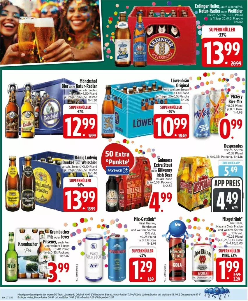 Aktueller Prospekt Edeka - Prospekte - von 09.02 bis 14.02.2026 - strona 24 - produkty: bier, deka, desperados, eis, elle, enders, erdinger, flasche, getränk, gin, Guinness, Havana Club, jever, jim beam, Kilkenny, krombache, krombacher, krombacher pils, Malibu, Mixer, mixery, Mixgetränk, mönchshof, natur, pils, pilsener, radler, reis, weissbier, ZTE