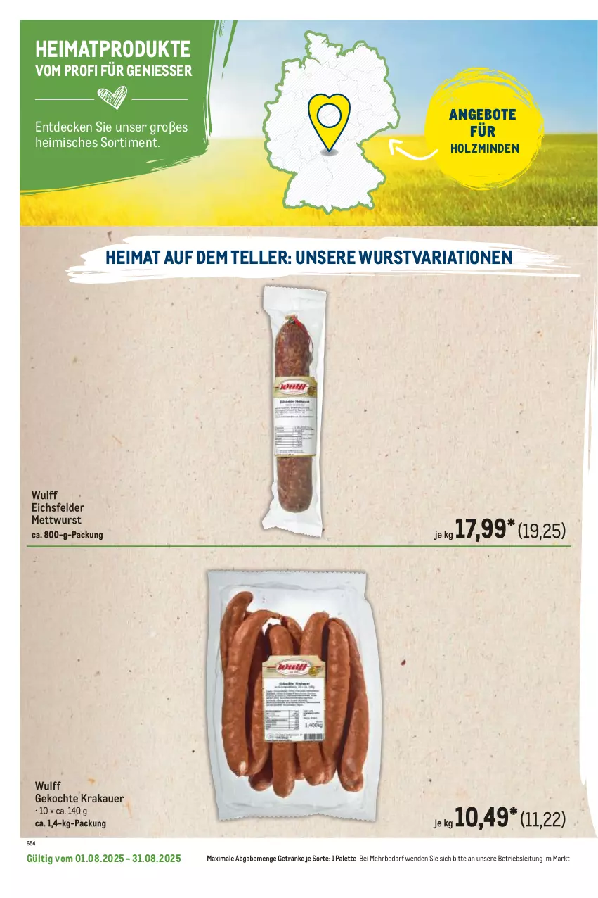 Aktueller Prospekt Metro - Regionaler Flyer - von 01.08 bis 31.08.2025 - strona 10 - produkty: angebot, angebote, auer, decke, elle, getränk, getränke, Holz, krakauer, Mett, mettwurst, Palette, Ria, teller, Ti, wurst