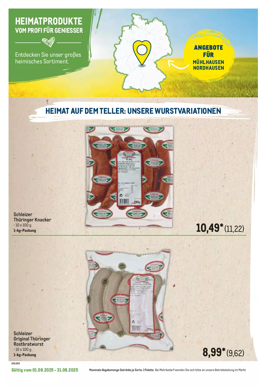 Aktueller Prospekt Metro - Regionaler Flyer - von 01.08 bis 31.08.2025 - strona 100 - produkty: angebot, angebote, bratwurst, decke, elle, getränk, getränke, gin, knacker, original thüringer, Palette, Ria, ring, rostbratwurst, teller, thüringer rostbratwurst, Ti, wurst