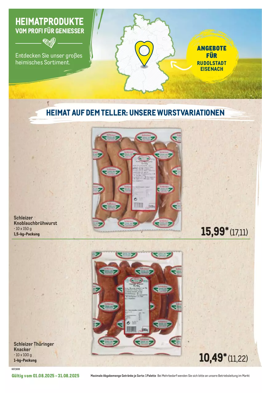 Aktueller Prospekt Metro - Regionaler Flyer - von 01.08 bis 31.08.2025 - strona 102 - produkty: angebot, angebote, Brühwurst, decke, eis, elle, getränk, getränke, knacker, knoblauch, Knoblauchbrühwurst, Palette, Ria, ring, teller, Ti, wurst