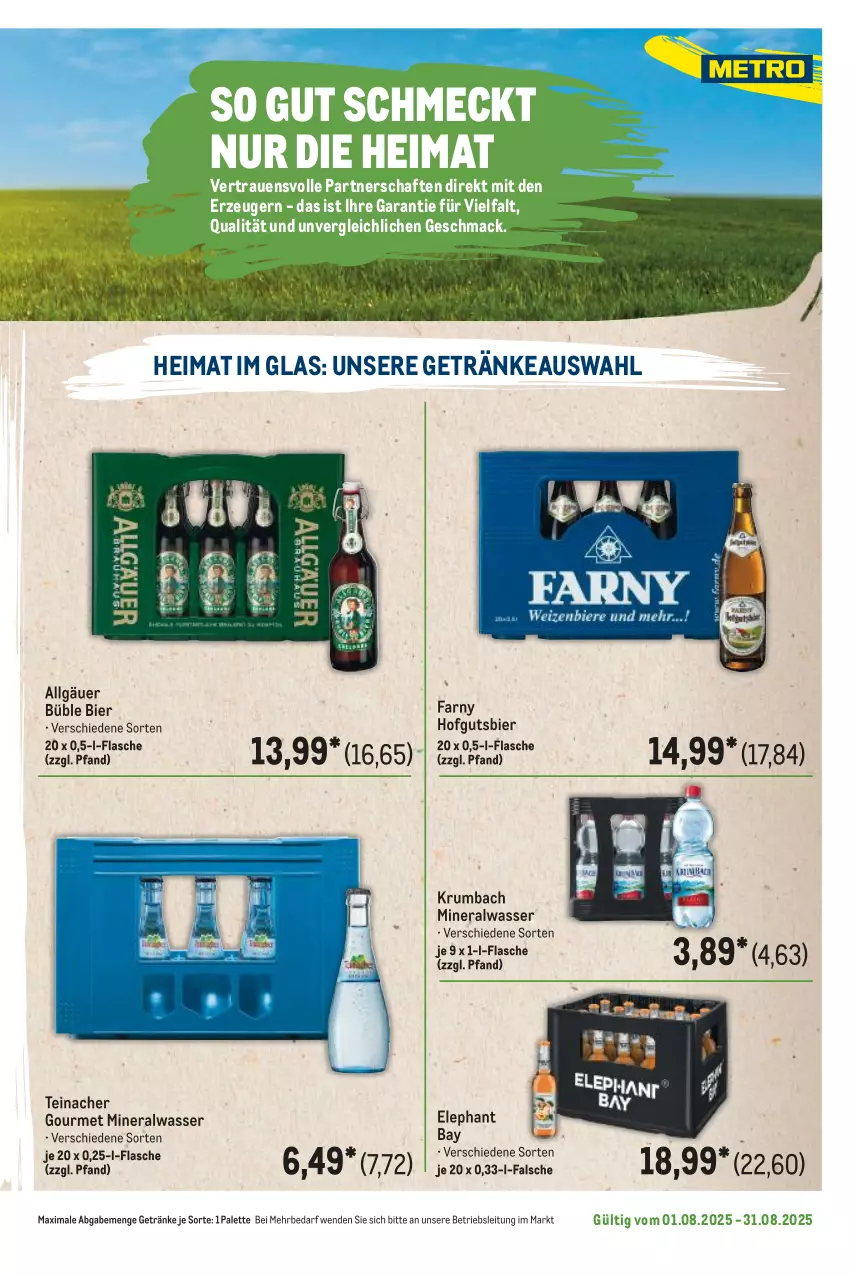 Aktueller Prospekt Metro - Regionaler Flyer - von 01.08 bis 31.08.2025 - strona 105 - produkty: Alwa, bier, Elephant Bay, flasche, getränk, getränke, hofgut, krumbach, LG, mac, mineralwasser, Palette, rum, Ti, wasser