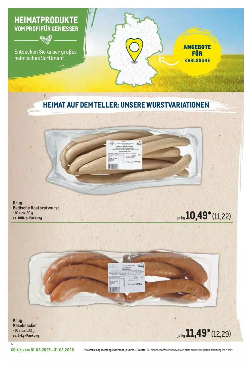 Aktueller Prospekt Metro - Regionaler Flyer - von 01.08 bis 31.08.2025 - strona 110 - produkty: angebot, angebote, Bad, bratwurst, decke, elle, getränk, getränke, Käse, knacker, Palette, Ria, rostbratwurst, teller, Ti, wurst