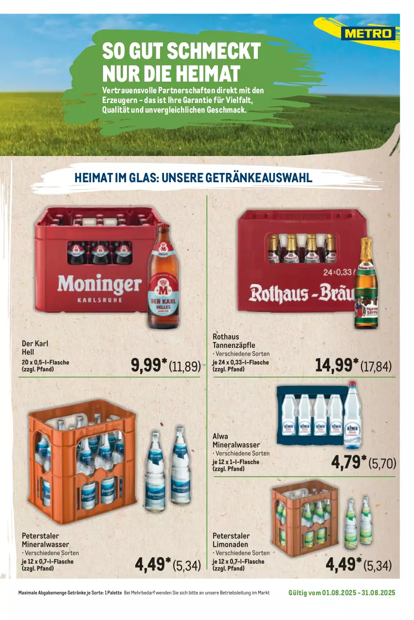 Aktueller Prospekt Metro - Regionaler Flyer - von 01.08 bis 31.08.2025 - strona 111 - produkty: Alwa, flasche, getränk, getränke, limo, limonade, limonaden, mac, mineralwasser, Palette, Ti, wasser