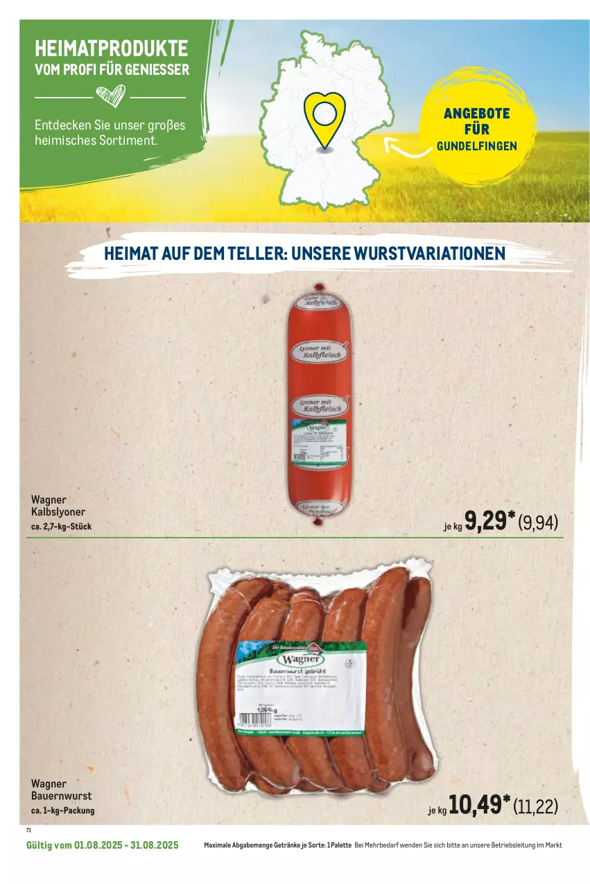 Aktueller Prospekt Metro - Regionaler Flyer - von 01.08 bis 31.08.2025 - strona 114 - produkty: angebot, angebote, auer, Bau, Bauer, decke, elle, getränk, getränke, lyoner, Palette, Ria, teller, Ti, wagner, wurst, Yo