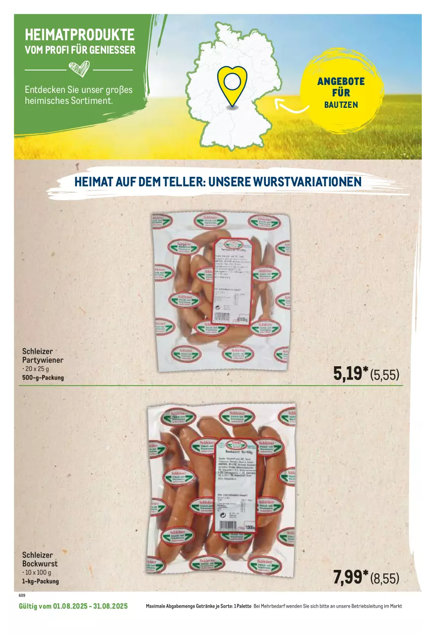 Aktueller Prospekt Metro - Regionaler Flyer - von 01.08 bis 31.08.2025 - strona 120 - produkty: angebot, angebote, Bau, bockwurst, decke, elle, getränk, getränke, Palette, Ria, teller, Ti, wiener, wurst