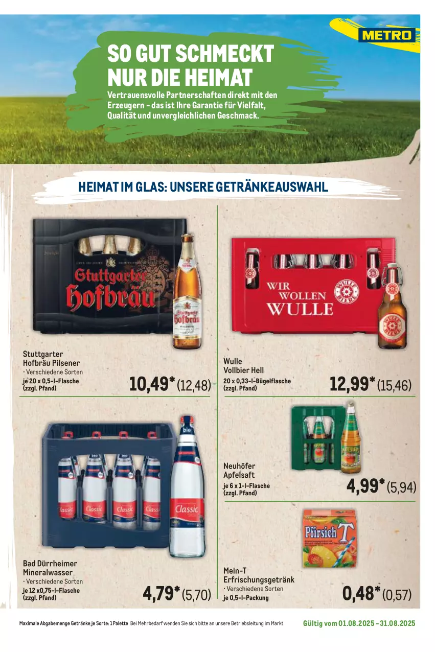 Aktueller Prospekt Metro - Regionaler Flyer - von 01.08 bis 31.08.2025 - strona 123 - produkty: Alwa, apfel, apfelsaft, Bad, bier, bügel, bügelflasche, eimer, erfrischungsgetränk, flasche, getränk, getränke, mac, mineralwasser, Palette, pils, pilsener, saft, Ti, wasser