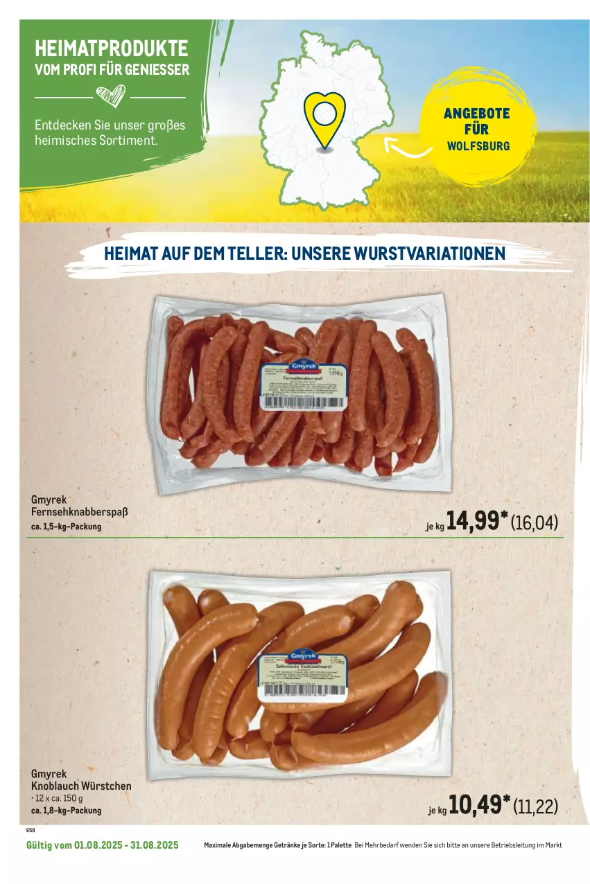 Aktueller Prospekt Metro - Regionaler Flyer - von 01.08 bis 31.08.2025 - strona 14 - produkty: angebot, angebote, decke, elle, getränk, getränke, knoblauch, Palette, Ria, teller, Ti, wurst, würstchen