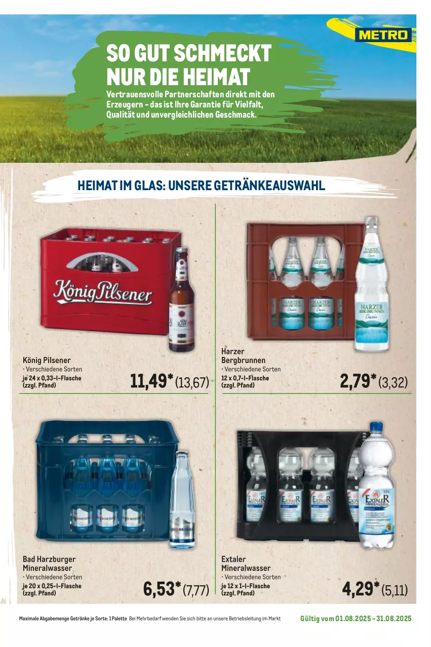 Aktueller Prospekt Metro - Regionaler Flyer - von 01.08 bis 31.08.2025 - strona 15 - produkty: Alwa, Bad, brunnen, burger, Extaler, flasche, getränk, getränke, könig pilsener, mac, mineralwasser, Palette, pils, pilsener, Ti, wasser