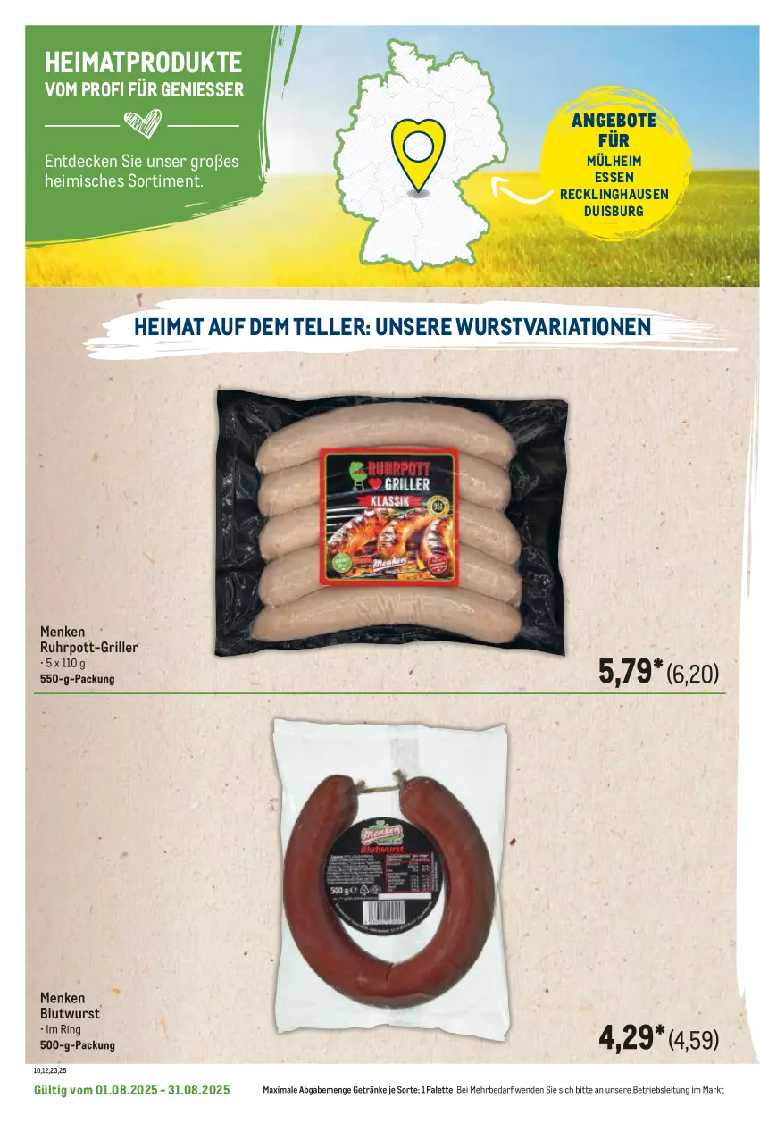 Aktueller Prospekt Metro - Regionaler Flyer - von 01.08 bis 31.08.2025 - strona 20 - produkty: angebot, angebote, decke, elle, getränk, getränke, grill, Palette, Ria, ring, teller, Ti, uhr, wurst