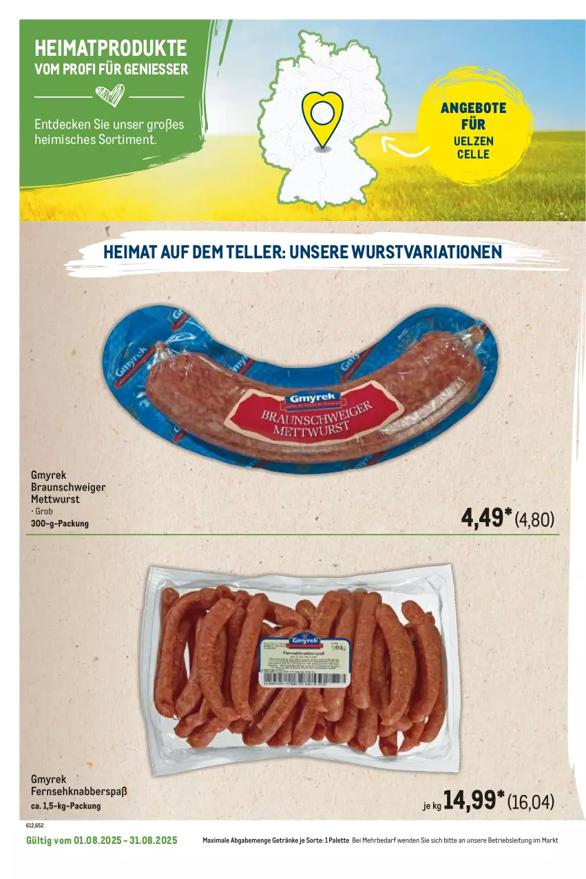 Aktueller Prospekt Metro - Regionaler Flyer - von 01.08 bis 31.08.2025 - strona 28 - produkty: angebot, angebote, braun, decke, elle, getränk, getränke, Mett, mettwurst, Palette, Ria, teller, Ti, wurst