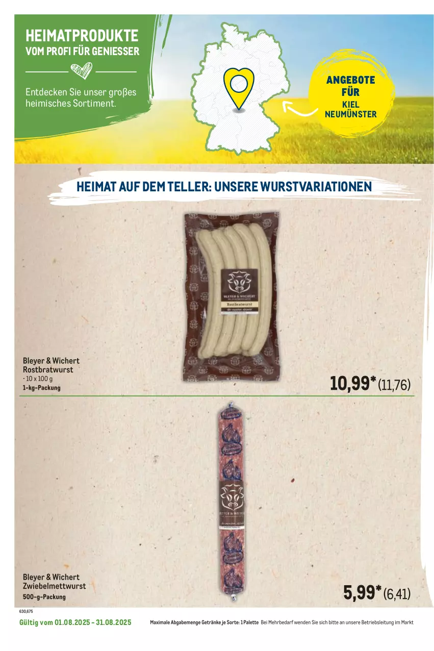 Aktueller Prospekt Metro - Regionaler Flyer - von 01.08 bis 31.08.2025 - strona 30 - produkty: angebot, angebote, bley, bratwurst, decke, elle, getränk, getränke, Mett, mettwurst, Palette, Ria, rostbratwurst, teller, Ti, wurst, zwiebel, zwiebelmettwurst