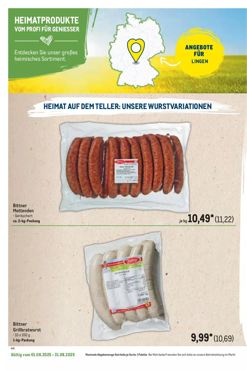 Aktueller Prospekt Metro - Regionaler Flyer - von 01.08 bis 31.08.2025 - strona 32 - produkty: angebot, angebote, bratwurst, decke, elle, getränk, getränke, grill, grillbratwurst, Mett, metten, Mettenden, Palette, Ria, teller, Ti, wurst